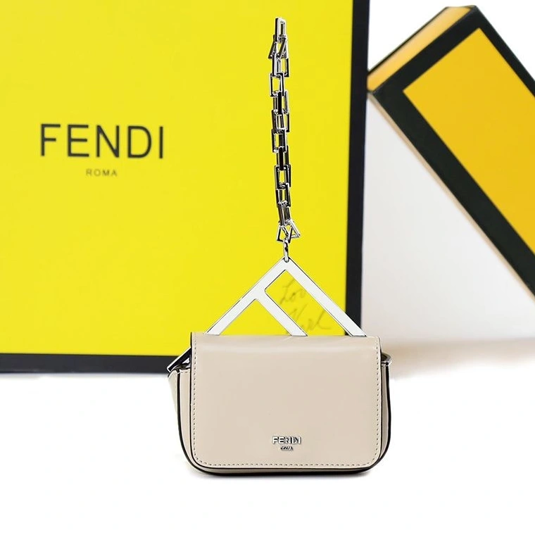 Affordable HOT Fendi Bag Calf Beige In F Leather Nano 0806